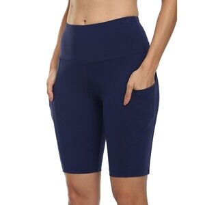 Yoga Side Pockets High Waist Workout Running Shorts, SMALL, 21E-169B003